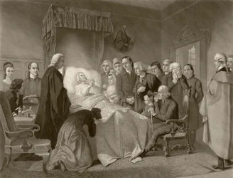 John Wesley en su lecho de muerte, según una obra del siglo XIX grabada por John Sartain